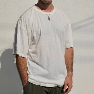 Jungmaven Index Oversized Tee Washed White Unisex Lightweight Hemp Cotton